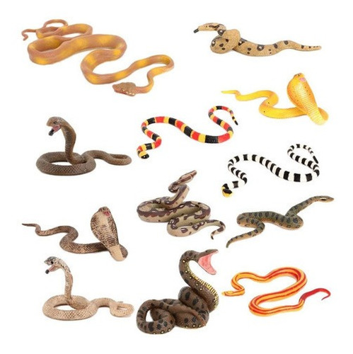 Figura De Serpiente Salvaje De Plástico, 12 Unidades, Modelo