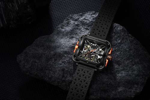 Stainless Steel Reloj Analogico Ciga Design Serie X·gorilla Correa Negro Bisel Negro Fondo Naranja