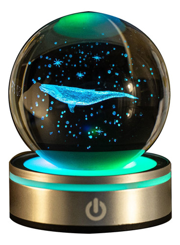 Lampara De Luz Nocturna,esfera De Cristal,ballena