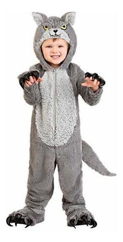 Disfraz Talla Toddler (4t) Para Niño De Lobo Gris