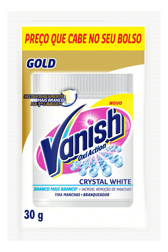 Tira manchas Vanish Crystal White Branqueador  em pó sachê 30 g