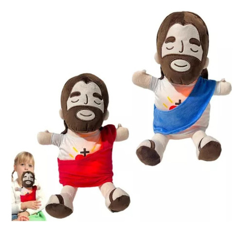 2 Piezas De Peluche Navideño De Jesús Que Respira Con Luces