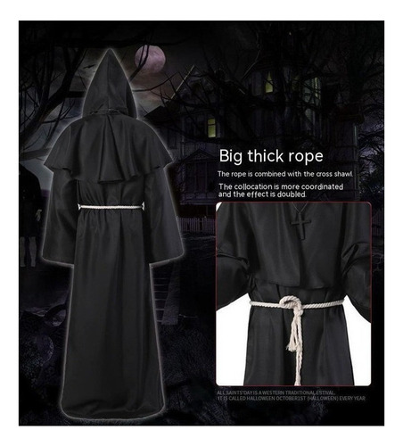 Halloween Medieval Mística Bruja Monje Túnica