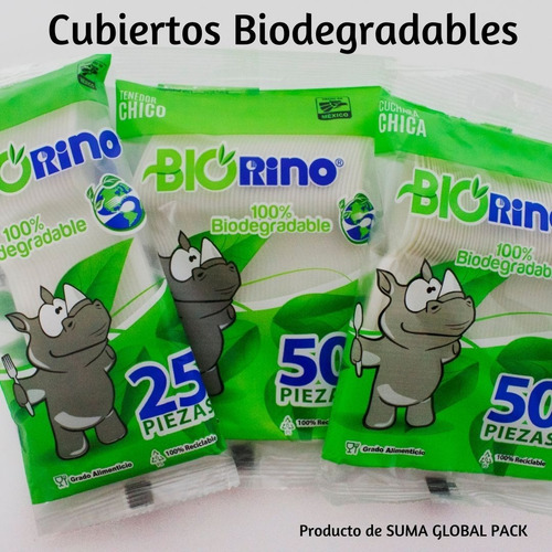 Cuchara Biodegradable Grande Caja Con 40 Paq / 25 Pzas