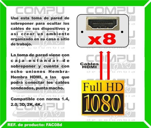 Faceplate De Sobreponer: Hd X 8 Ref: Fac08d Computoys Sas