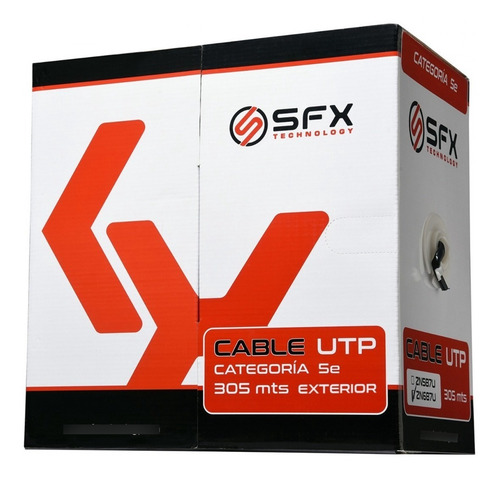 Imagen 3 de 4 de Bobina Cable Utp Cat5e Exterior Marca Sfx 305 Mts. Negro