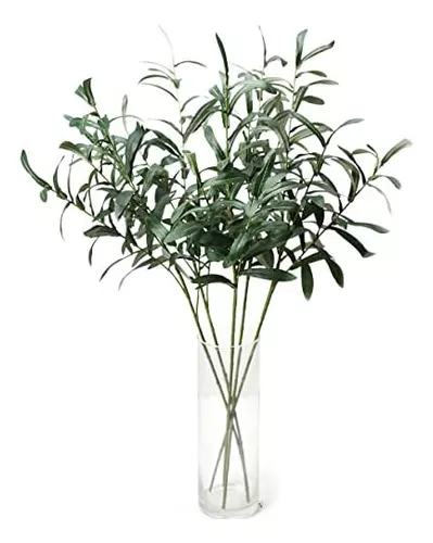 Tallos de ramas de olivo artificiales, 5 piezas, 28 pulgadas
