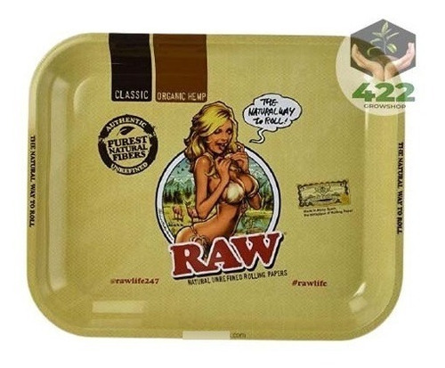 Bandeja De Armado Raw Metal Rolling Tray Girl Large