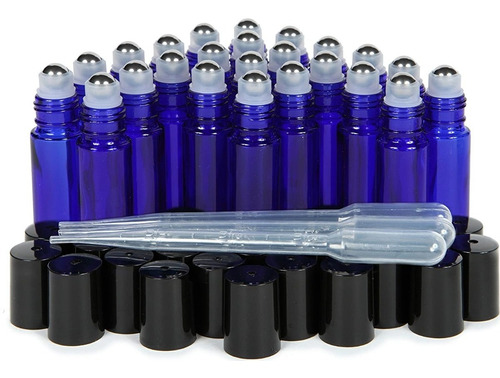 Imagen 1 de 6 de 20 Botellas Azules De 10ml Con Roll On De Acero Inoxidable +