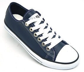 all star azul marinho couro