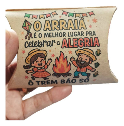 50 Embalagem Doce Festa Junina Caixinha Kraft Arraiá Caipira