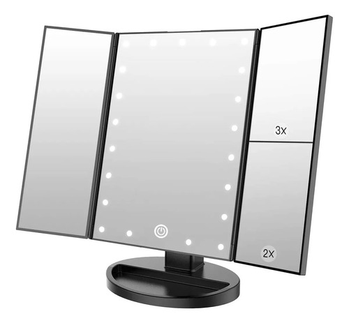 Espejo Led Táctil Diseño De Abrir 3 Ángulos Distintos