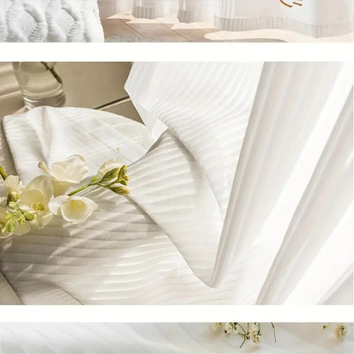 Cortinas Blancas Con Rayas Verticales 2panos 145x220cm