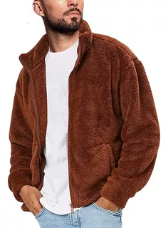 Casaco Masculino Fuzzy Sherpa, Cardigã, Lã, Manga Comprida,