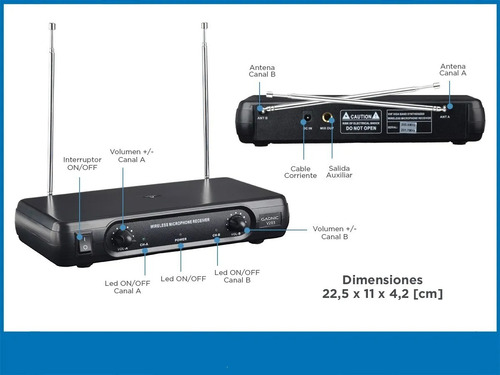 Imagen 8 de 10 de Microfono Profesional Doble De Mano Inalambrico 80m Vhf Base