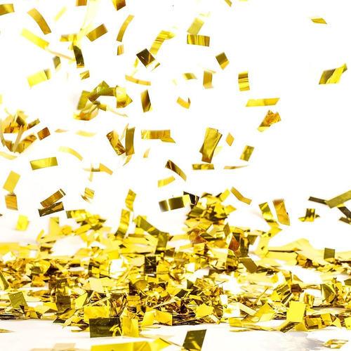 Confeti Metálico Rectangular Color Dorado 1 Kg Para Maquina