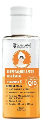 Demaquilante Bifásico Q10 Vitamina C 120ml Capim Limão