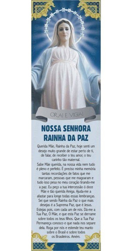 Marca Página Nossa Senhora Rainha Da Paz. Pacote C/ 100un