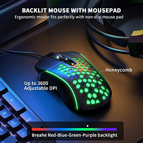 Aula Gaming Keyboard Mouse Headset And Mousepad Combo, Rainb
