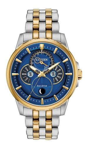 Imagen 1 de 6 de Citizen Calendrier Moonphase Blue Dial Bu0054-52l . Dcmstore
