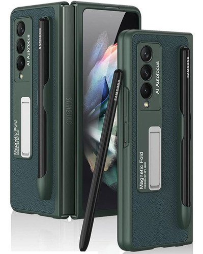 Funda Para Samsung Galaxy Z Fold 3 Con Bolsillo S-pen Leatx1