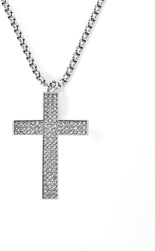 Collar De Cadena De Plata Con Cruz Para Hombres Y Mujeres Co