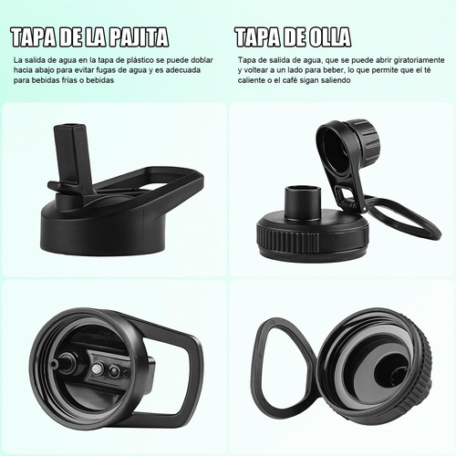 Termos Agua Set Mate Bombilla Acero Inoxidable Ace+2tapas