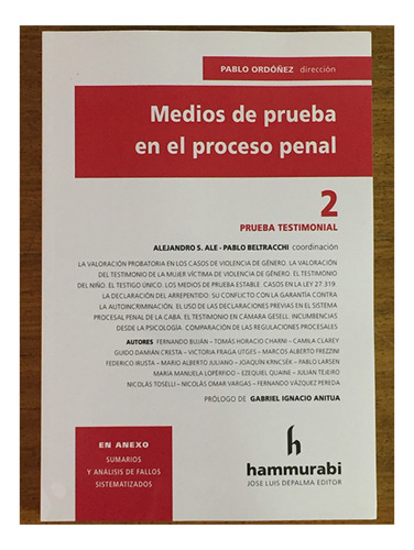 Medios De Prueba En El Proceso Penal. 2 - Ordoñez, Pablo