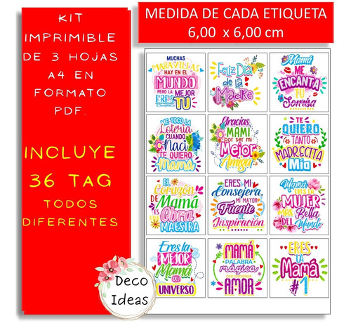 Imagen 4 de 4 de Tarjetas Para Mamá Imprimible N°3 En Pdf Ideal Emprendedores