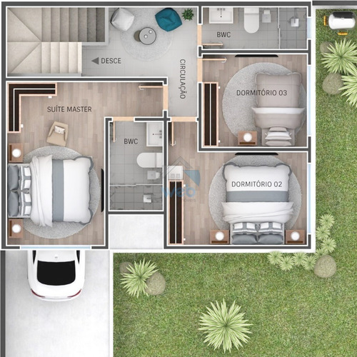 Imagem 4 de 20 de Sobrado À Venda Próx. Região Central No Bairro Pioneiros Com 03 Quartos Sendo 01 Suíte, Em Fazenda Rio Grande. - Ca01745 - 70254682