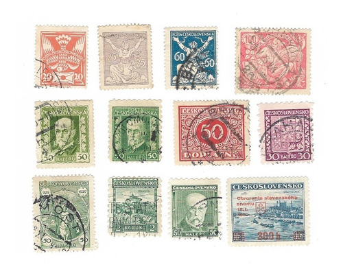 Lt1756. Lote De 12 Estampillas De Checoslovaquia, 1920-1939