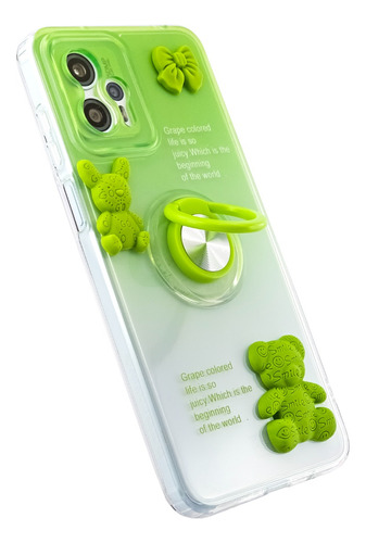 Funda Transp Degrade Teddy 3d Anillo Para Samsung G13 G23 Se