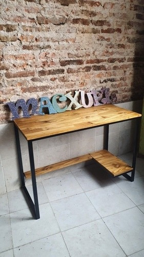 Imagen 4 de 4 de Mesa Escritorio Pc Moderno Industrial Gamer Hierro Y Madera
