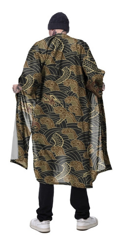 Imagem 4 de 4 de Kimono Haori Longo Dragão Japão Fuji Sakura Montanha Floral