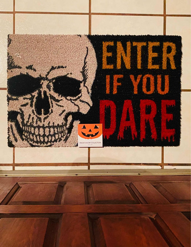 Tapete De Entrada Craneo Frase Enter If You Dare