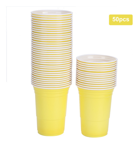 Vaso Desechable, 50 Unidades, 450 Ml, Juego De Fiesta De Plá