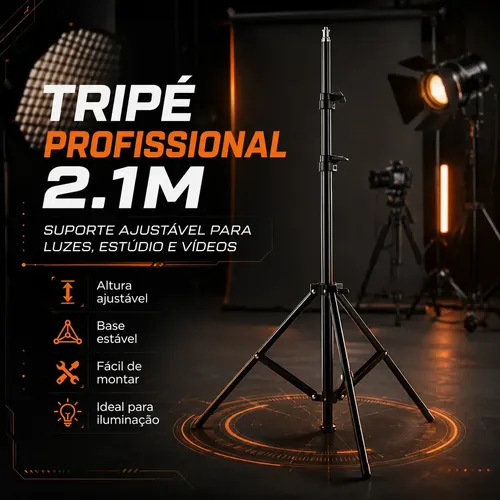 Tripé 2.1m Suporte Para Luzes Profissional Ajustável Para Estúdio Fotográfico E Vídeos
