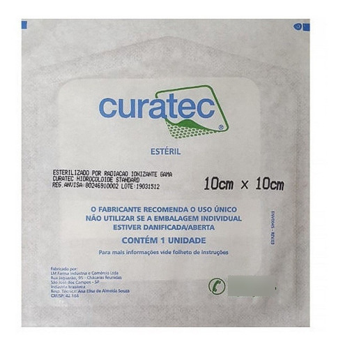 Kit 5 Curativos Curatec Hidrocoloide Standart 10x10cm