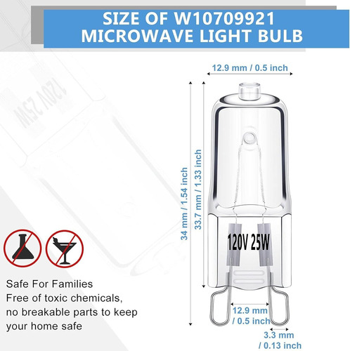 Ganeen 4 Pieces W10709921 Microwave Light Bulbs Halogen Nnf