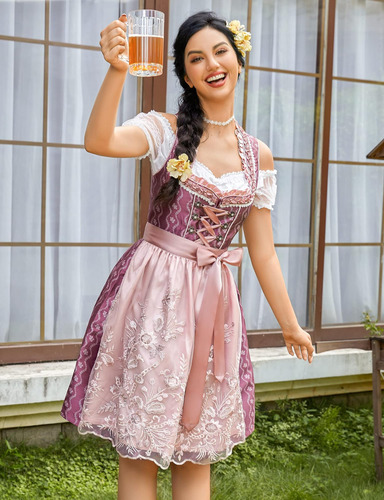 Glorystar Vestido Dirndl Alemán Para Mujer Tradicional Cerve