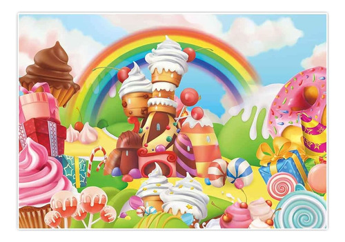 Allenjoy 82  X 59  Lollipop Candyland Backdrop Sweet Cartoon