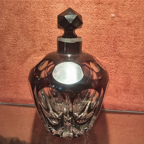 Perfumero De Cristal Tallado Rojo Rubi Botellón Para Perfume (Usado)