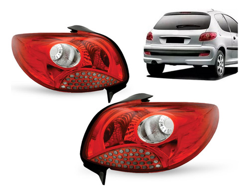 Par Lanterna Peugeot 207 Hatch 2009 2010 2011 Vermelho