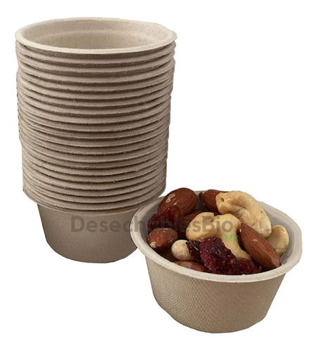 Imagen 6 de 8 de 50 Vasos Souffle Con Tapa 2 Oz Biodegradable Bagazo De Trigo
