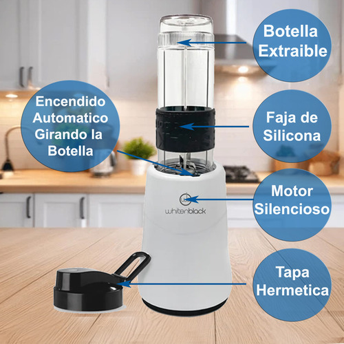 Licuadora Fitness Mini Blanca 600 Ml Deportiva Sportlic