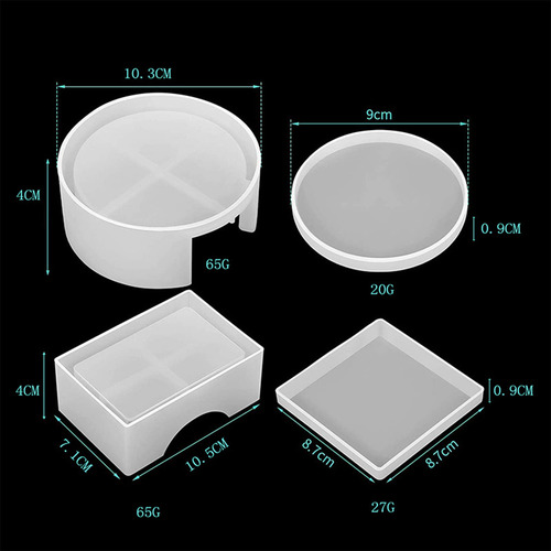 Moldes De Posavasos Resina De Silicona Fácil Liberación 5pcs