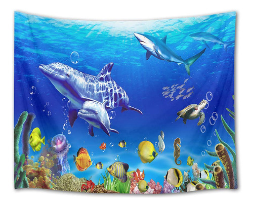 Hvest Tapiz Pared Vida Marina Delfin Tiburon Tortuga Pez Mar