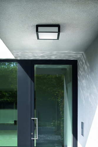 Imagen 2 de 5 de Plafon Exterior Philips Lomini Negro Cuadrado 2 Luces / Nexo