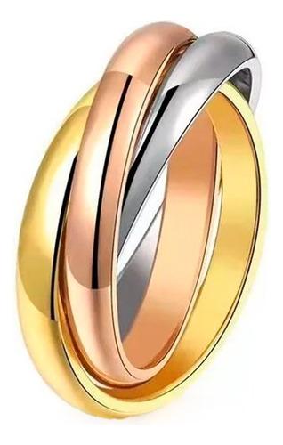 Anillo Triple De Acero 3 En 1 Plateado Dorado Rose Gold