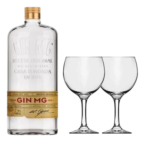 Gin Mg Artesanal London Dry 700ml + 2 Copas Zetta Bebidas